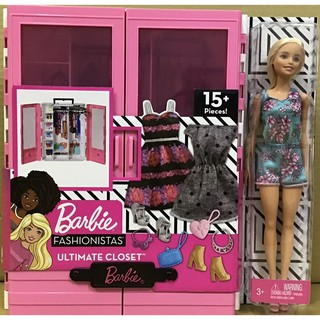 現貨 嚴重盒損mattel Barbie 芭比娃娃芭比閃亮造型衣櫃芭比時尚服飾組 芭比衣櫃附1隻娃娃 蝦皮購物