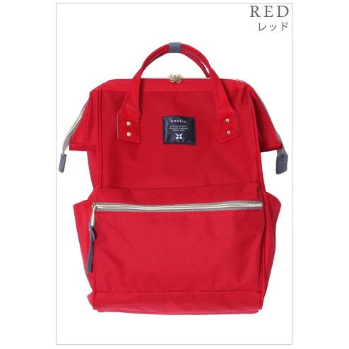 [正版日貨]Anello  Mini迷你版 多功能紅色尼龍材質後拉鍊款 雙肩後背包 /媽媽包/休閒包