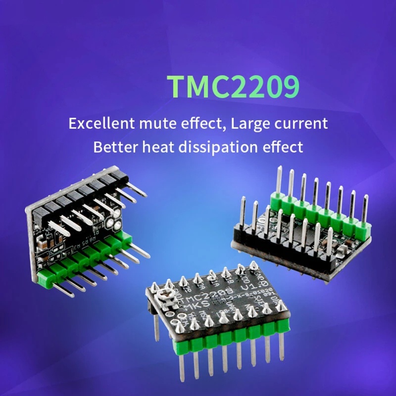帶有散熱器 3D P 的 Quu 無傳感器 TMC2209 2209 步進電機驅動器 Uart 模式