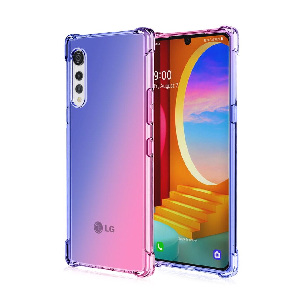 適用於 LG VELVET 漸變半透明手機殼適用於 LG VELVET 5G 彩虹安全氣囊防摔防震保護套 Funda