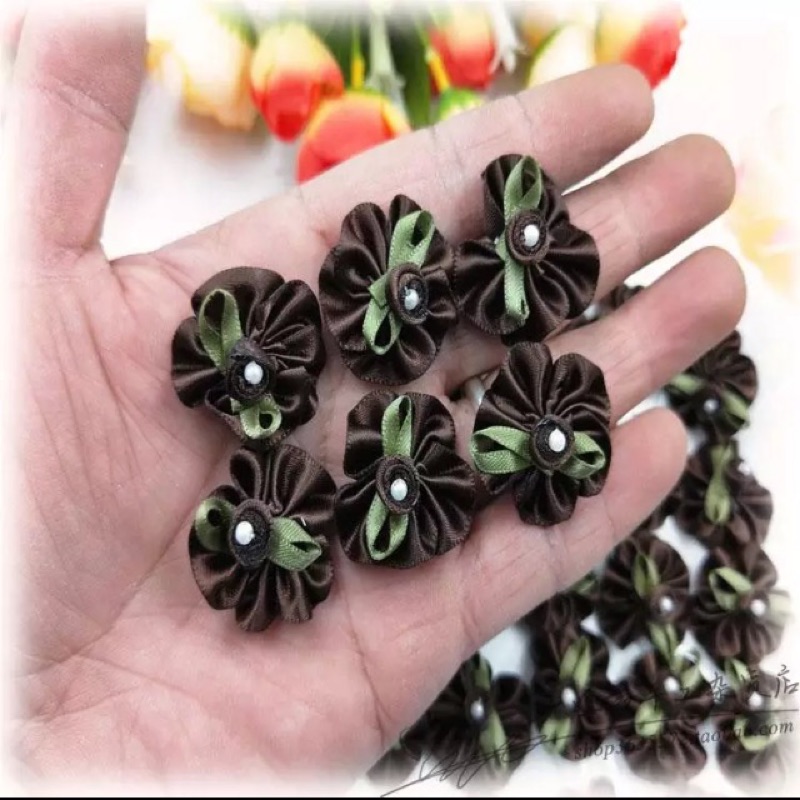 （現貨特賣）玫瑰花心花朵緞帶髮飾材料DIY美勞材料批發