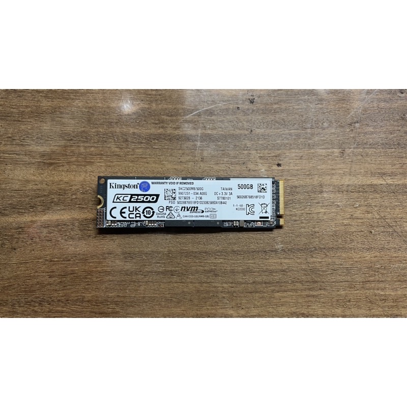 Kingston KC2500 NVME PCIe M.2 500GB SSD 固態硬碟