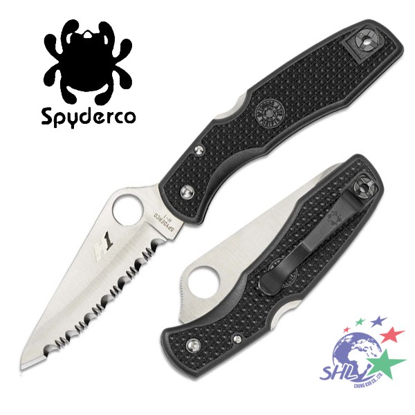Spyderco Pacific Salt 水中用刀h 1鋼折刀 黑柄全齒 C91sbk 詮國 蝦皮購物