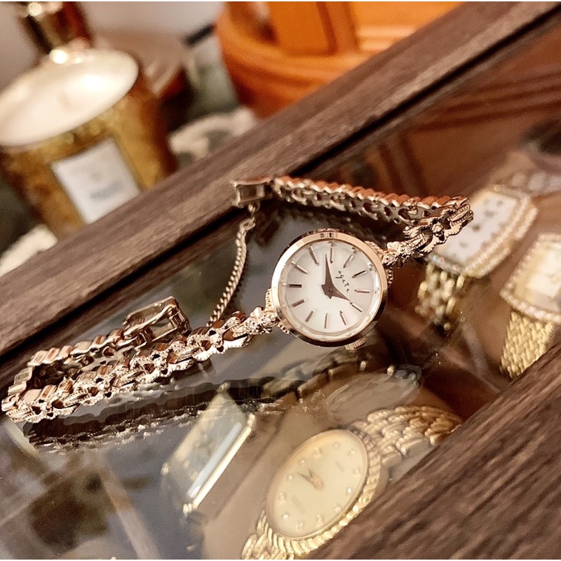 日本專櫃品牌珠寶Agete經典稀有限量Classic金色典雅古典細緻k10錶頭鑽石真鑽珠寶歐式千穀粒手鏈式蕾絲手錶