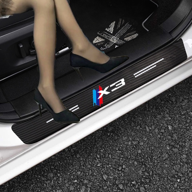 BMW 4 件裝汽車碳纖維貼紙汽車門檻保護貼紙適用於寶馬 X1 X3 X4 X5 X6 E84 E48 E83 F25