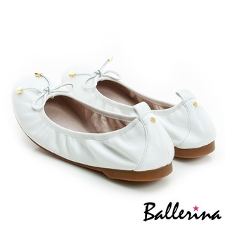 Ballerina-小羊皮經典款軟Q折疊鞋-白