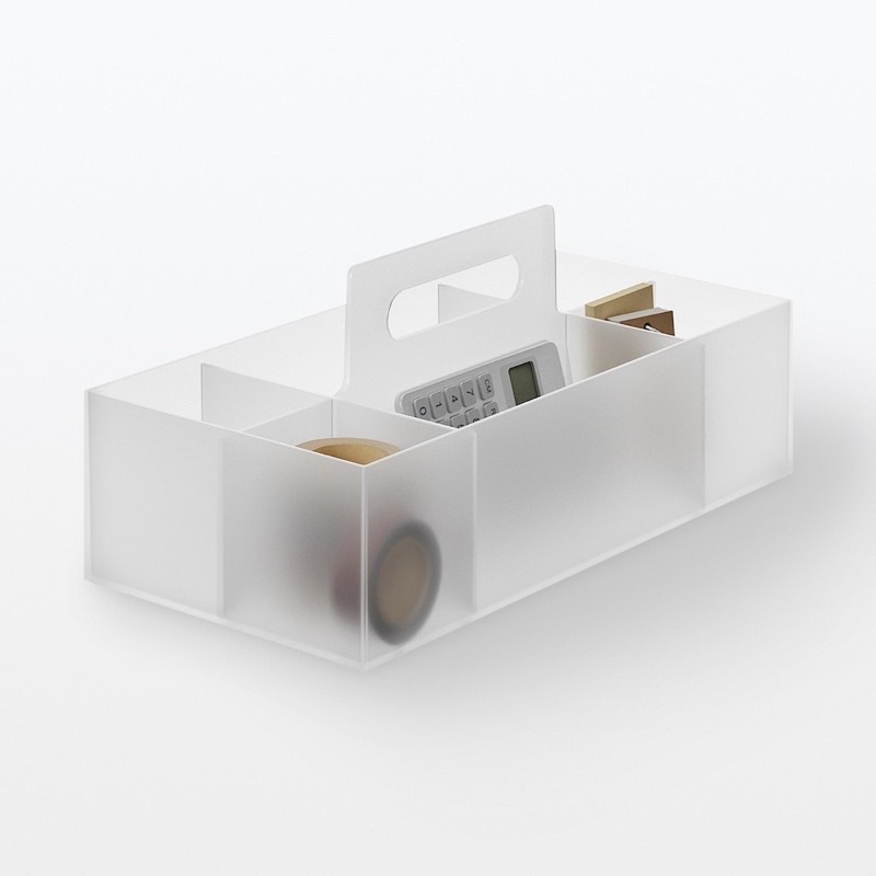 日本 🇯🇵 MUJI 無印良品 PP 手提 收納盒 寬 霧面 白灰 白色 小物盒 隔層 15×32×8cm