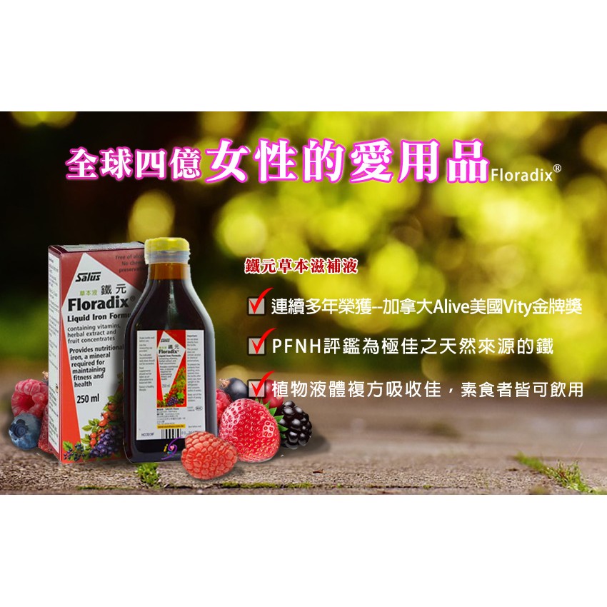 鐵元草本滋補液--天然鐵劑Floradix 250ml (臺灣版德國原裝植物鐵劑)