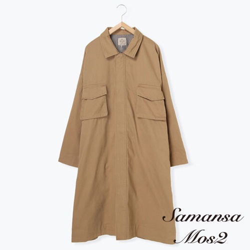 Samansa Mos2 廓形寬鬆口袋長版剪裁大衣外套(FL14L0Z0180)