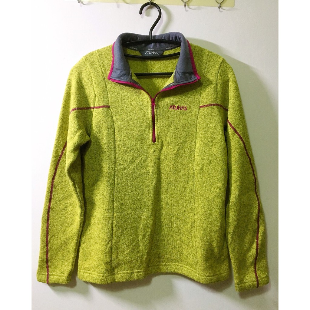 ATUNAS歐都納保暖POLO衫-M檸檬綠 刷毛/輕量/透氣/柔軟/舒適