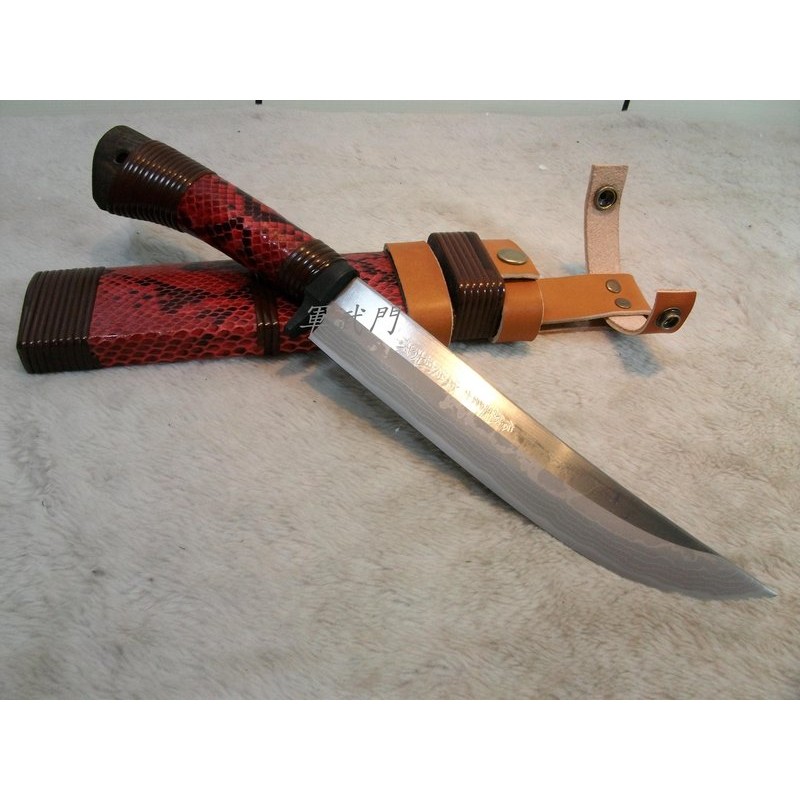 日本手工刀佐治武士 328 3 弁慶狩獵刀 白紙千層鋼 蛇皮 手工鍛打 登山刀 露營刀 野外求生 蝦皮購物