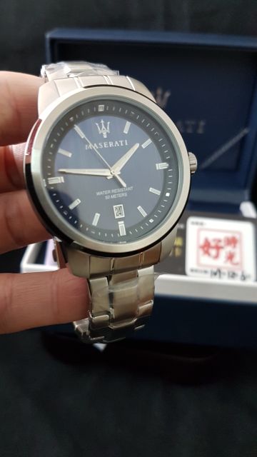 瑪莎拉蒂原廠藍色經典款鋼帶手錶