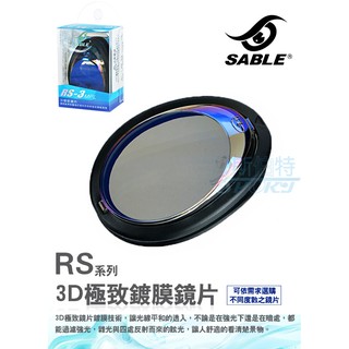 【FASPORT】SABLE 黑貂 RS3 近視單片 3D極致鍍膜 近視鏡片 RS-3MPL 絕對平面 超薄 防霧