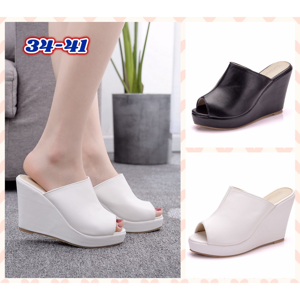楔型涼鞋大尺碼魚口楔型鞋厚底涼拖鞋一字皮拖露趾坡跟涼鞋防水台高跟涼鞋歐美性感女鞋 2色34 41 蝦皮購物