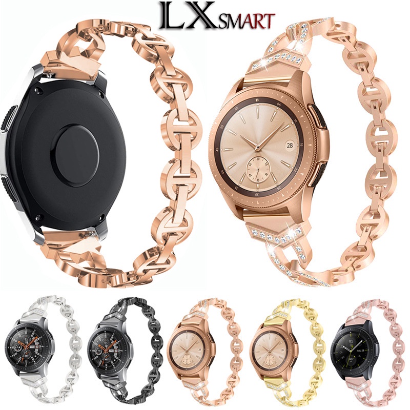 適用三星S3手錶Galaxy watch3/4/5鑲鑽金屬錶帶active2VO滿鑽錶帶