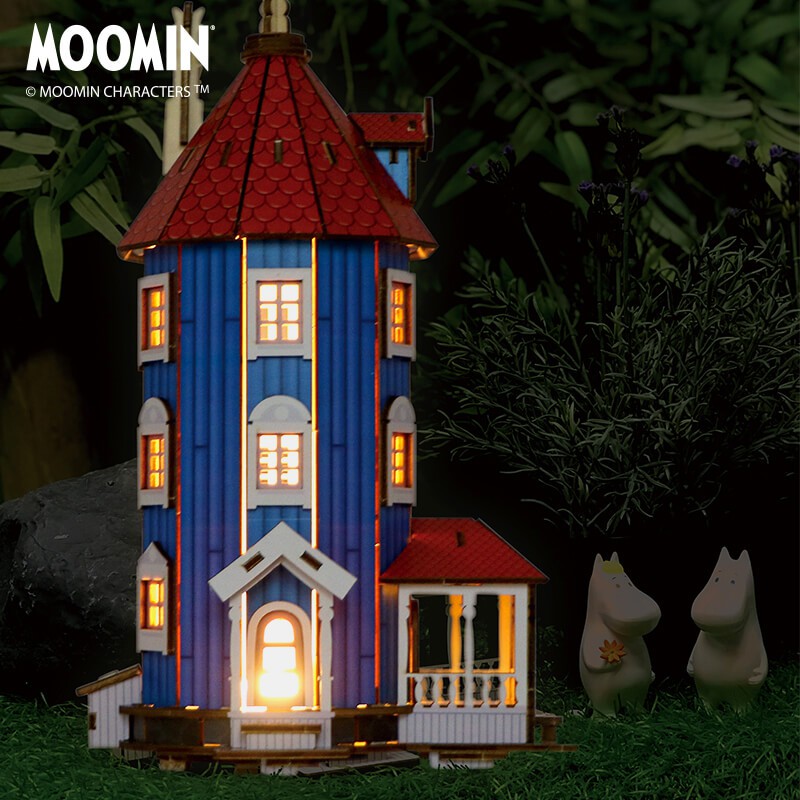 正版代購 免運 Moomin 嚕嚕米的家房屋造型小夜燈 木屋 DIY 益智拼裝模型 木製藝術屋擺件 生日聖誕禮物