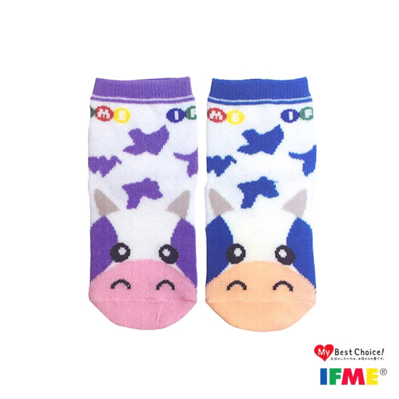 [正版公司貨-現貨]日本IFME寶寶造型機能襪-牛牛造型紫/藍(寶寶段) 襪子
