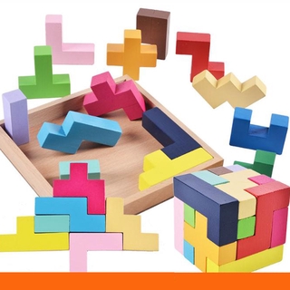 立體方塊解謎遊戲0.53 益智力木製俄羅斯智慧積木 過關百變拼圖玩具