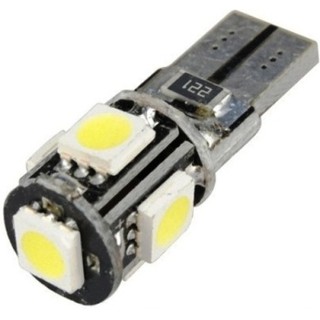 T10 W5W帶解碼5面SMD 5050晶片 LED炸彈燈泡 6000K白光 定位燈 室內燈 閱讀燈 後霧燈 買五送一
