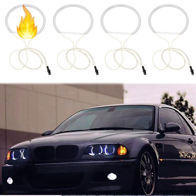 BMW 4 件裝白色大燈 CCFL LED 天使眼套件光環 DRL 轉向信號燈 CCFL 大燈適用於寶馬 E36 E46