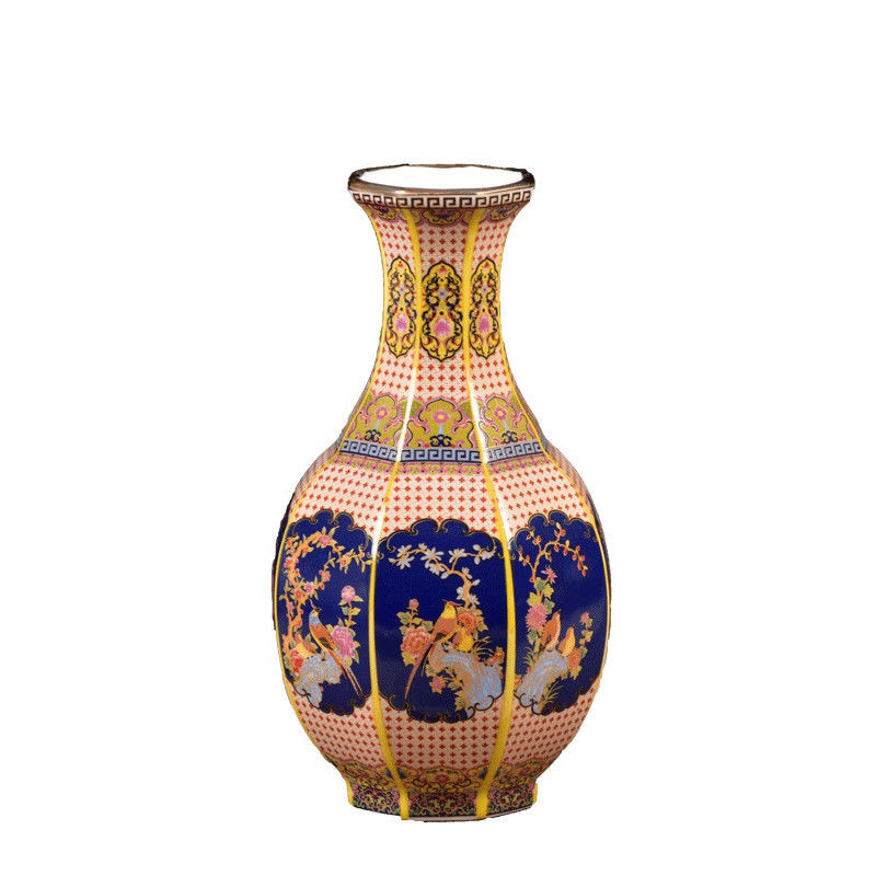 景德鎮陶瓷器仿古琺瑯彩插花花瓶家居裝飾品四方八方擺件擺設水培 蝦皮購物