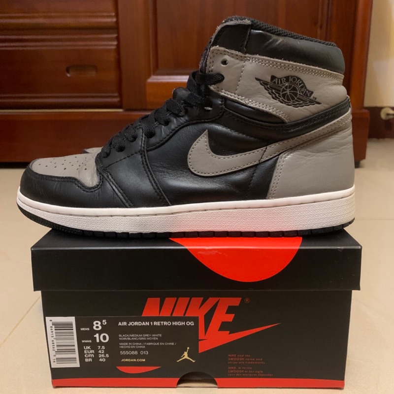 Nike air Jordan 1 shadow 喬丹1代 影子 黑灰 二手