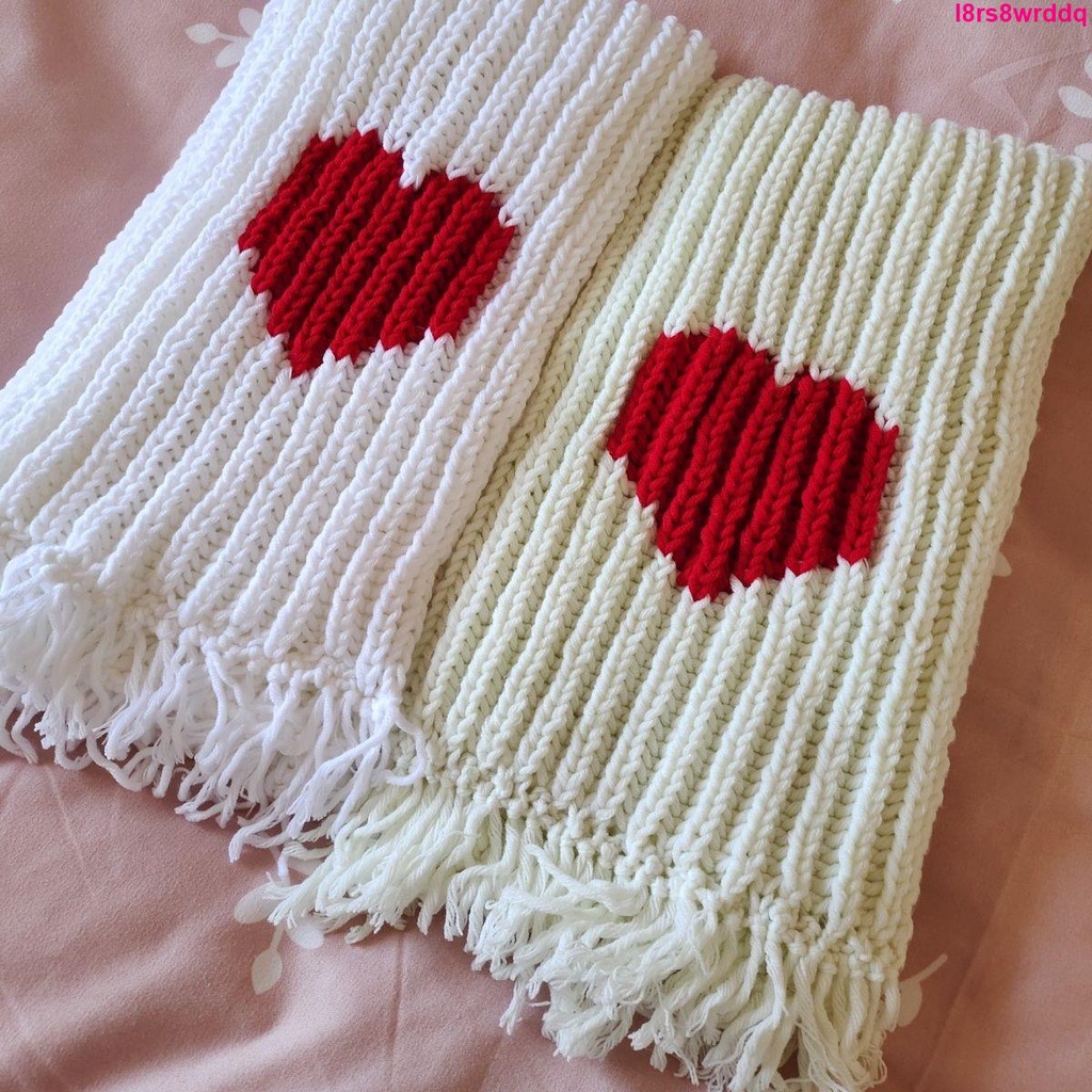 交換禮物-純手工愛心圍巾成品 手織冬季針織圍巾 毛線圍脖手工編織