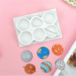 ◎6連◎星球翻糖矽膠模具/地球月球液態3D矽膠模/DIY巧克力矽膠模/幹佩斯造型模/烘焙裝飾模具