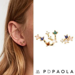 PD PAOLA 西班牙時尚潮牌 金色水瓶座耳環 彩鑽星座耳環 925純銀鑲18K金