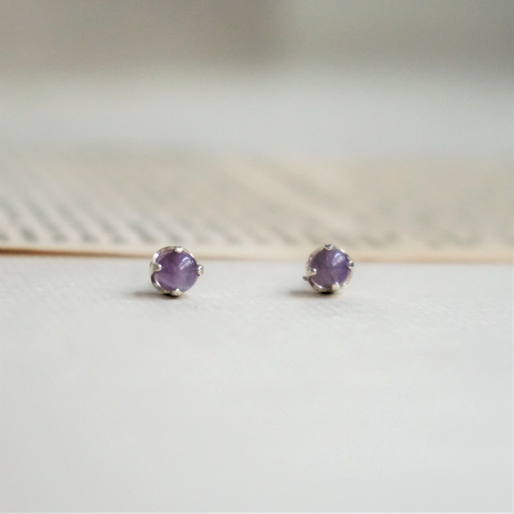 2月誕生石 紫水晶amethyst 誕生石系列birthstone 天然石耳環貼耳耳針 蝦皮購物