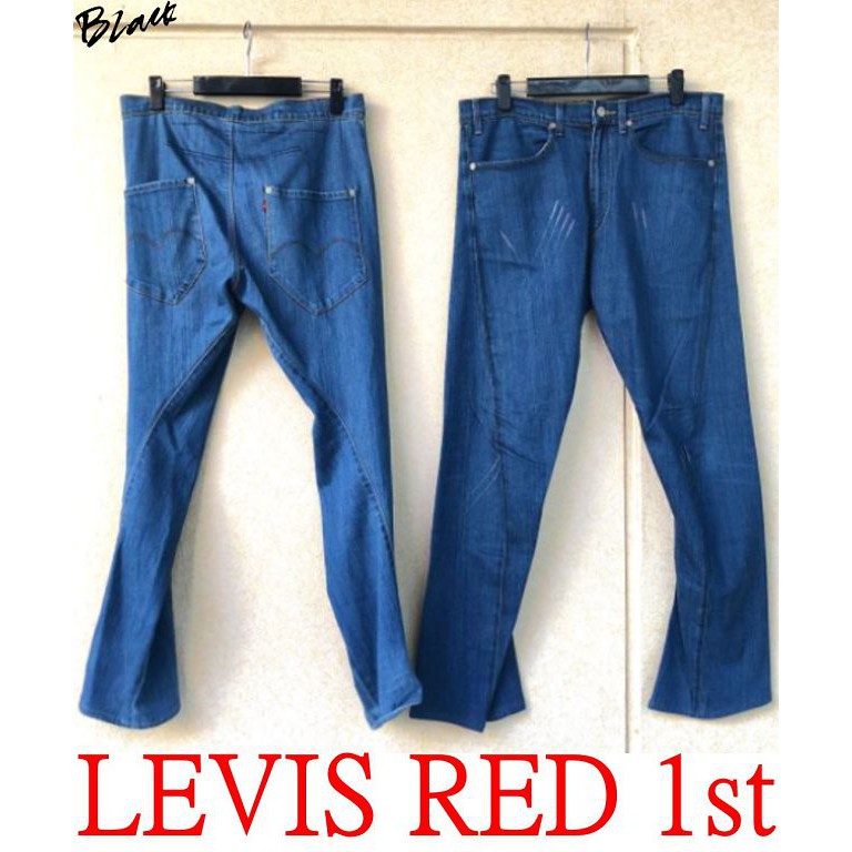 BLACK極新LEVI'S RED 1ST SLIM窄版貓抓水洗3D天然藍染單寧褲