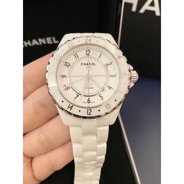 保證專櫃真品 附購證 92成新 Chanel J12 42mm❤️白色 GMT陶瓷機械錶