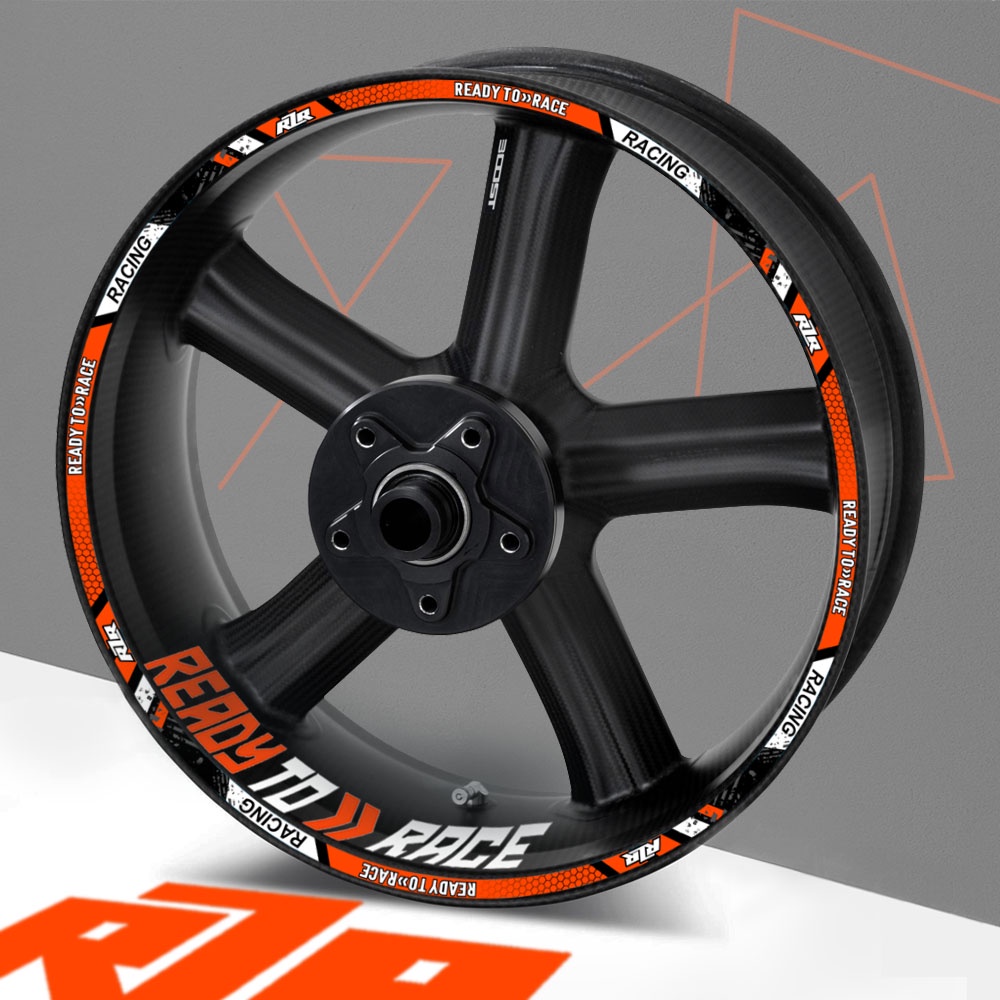 Ktm 反光摩托車車輪貼紙 17 英寸輪胎輪輞輪轂防水貼花適用於 KTM R2R Duke 250 690 790 89