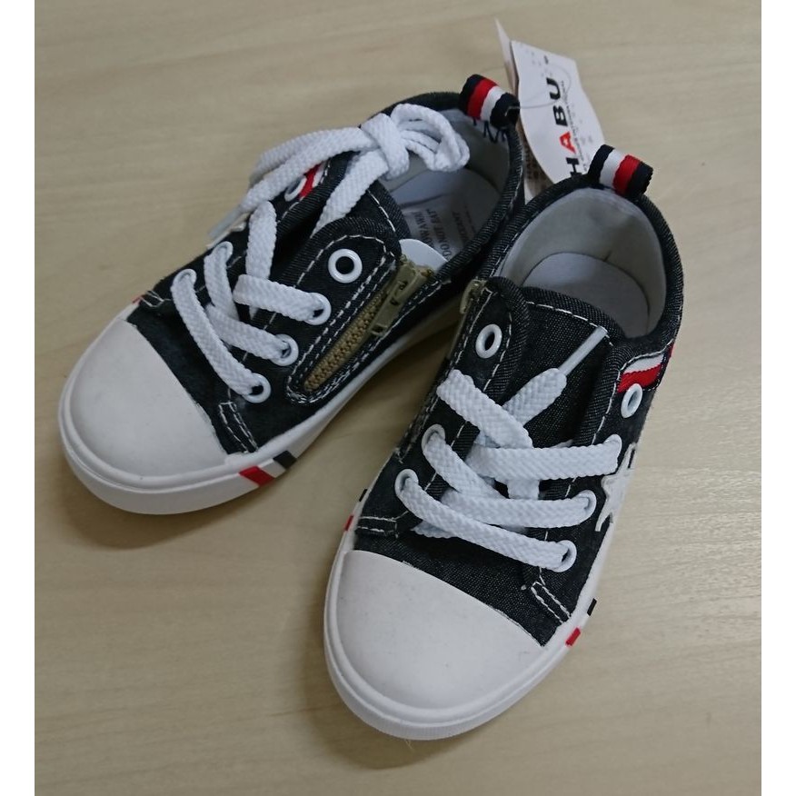 !!現貨!! HABU (哈布)童鞋-韓國設計-中童黑底白星帆布鞋-RR13B-BK
