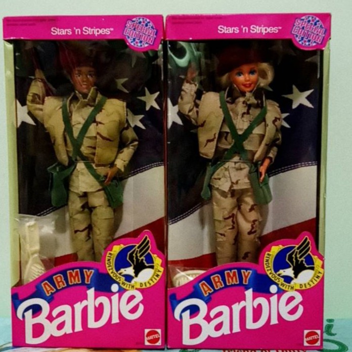  現貨 全新 古董 芭比 Army Barbie 陸軍 黑人 白人 1992年