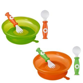 小獅王辛巴 Simba 吸盤學習餐具組 溫暖橘 淘氣綠