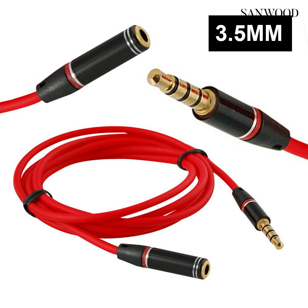 🌟滿299免運🌟DOONJIEY 3.5mm 4極AUX延長線立體聲音頻耳機公對母 紅色