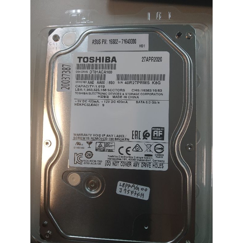 Toshiba 1TB裝機硬碟 3.5吋全新拆機碟