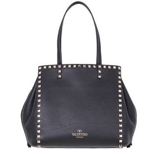 Valentino Rockstud 小款小牛皮鉚釘托特包 黑色
