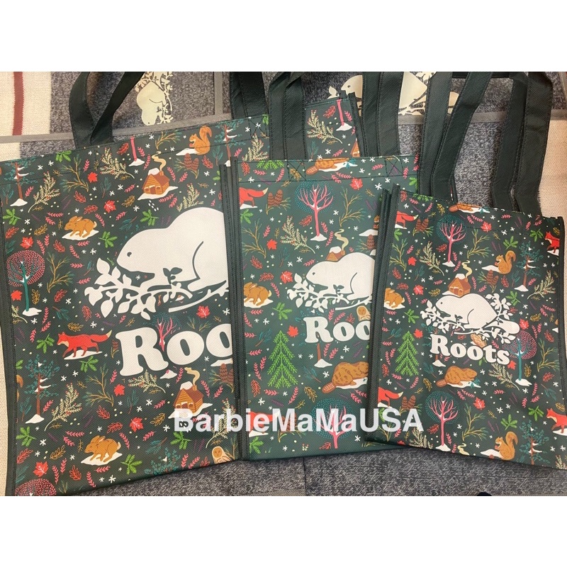 &lt;現貨&gt;全新Roots品牌週年紀念 動物森林 環保 購物袋 大中小