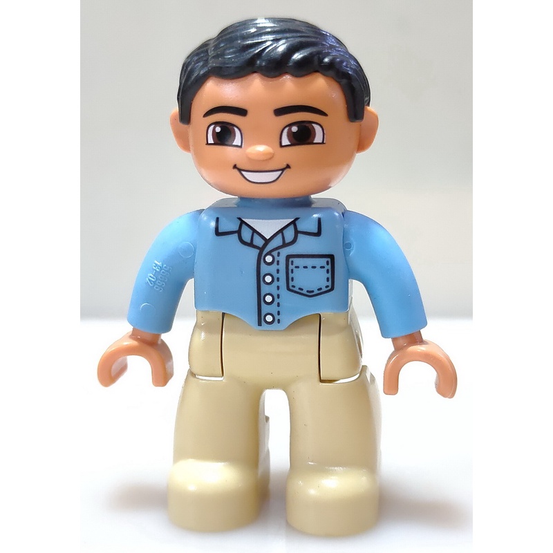 【得寶Duplo】二手 黑髮 藍衣 襯衫 男生 人偶 大顆粒 積木 [樂高玩家★正版LEGO]