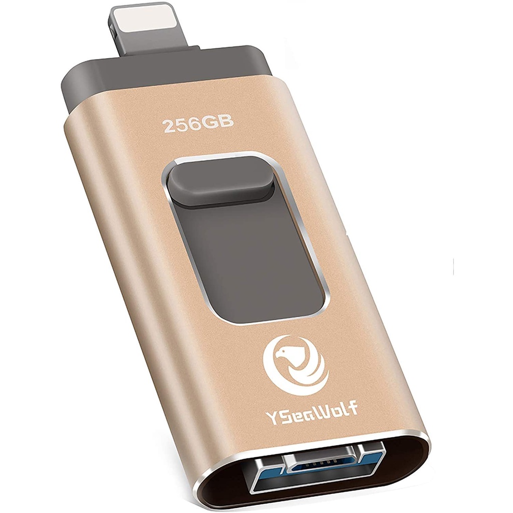 美國代購【YSeaWolf 手機極速256G隨身碟】 4合1 USB 3.0 iPhone可以用碟身碟,4合1+USB