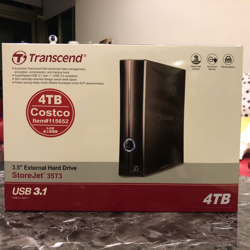 Transcend 創見 4T 4TB usb3.1 StoreJet 35T3 3.5吋外接式硬碟機