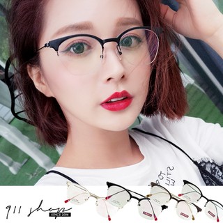 TR90塑膠鈦x金屬復古半框腳珠圓角方框光學配鏡框眼鏡【p6024】＊911 SHOP＊