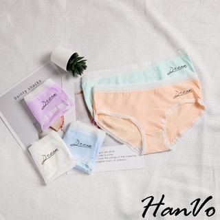 【HanVo】蕾絲邊英文字母棉質內褲 現貨柔軟舒適彈性少女三角褲 中腰 可愛親膚透氣棉質蕾絲內褲內著 A11-5558
