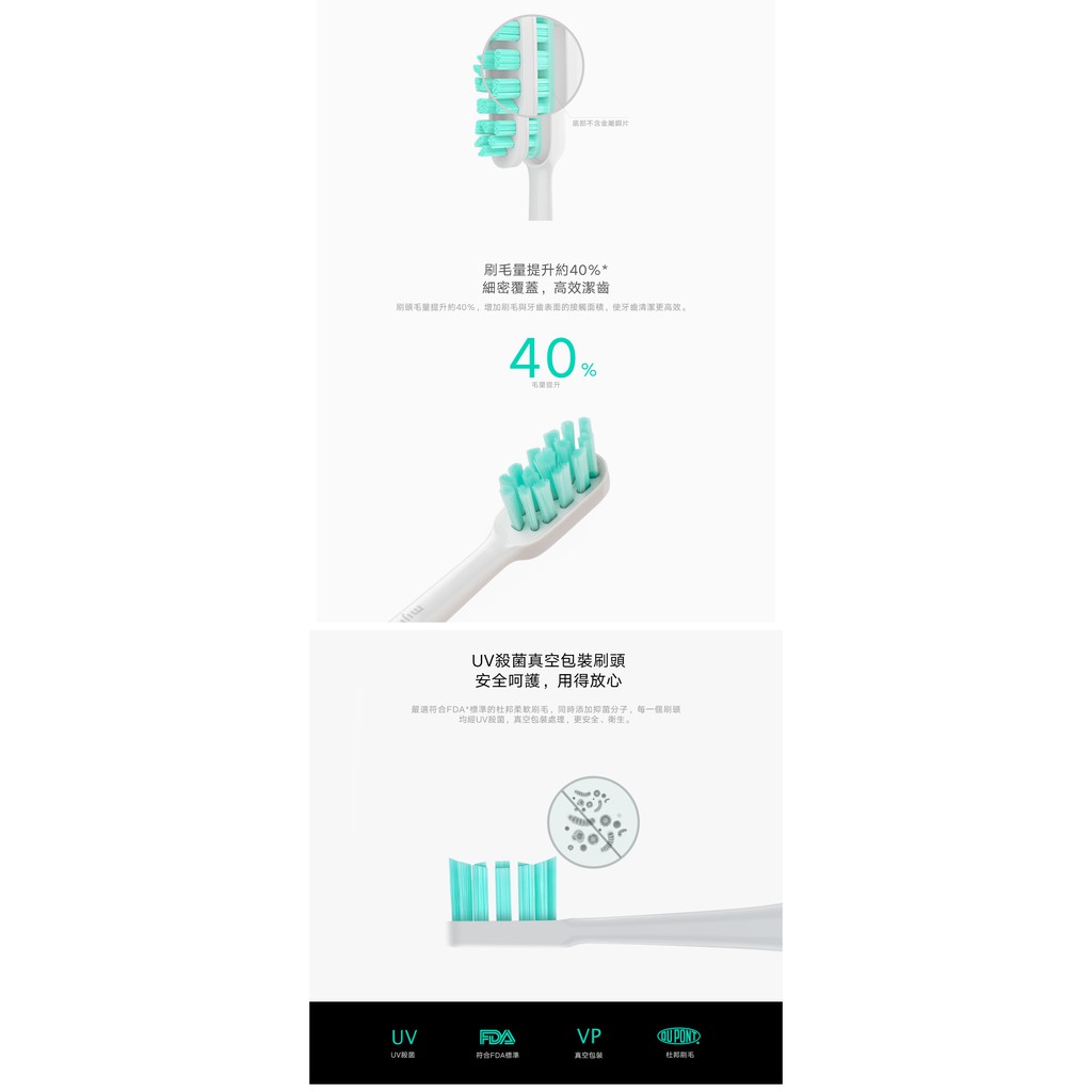 🇹🇼【台灣現貨】米家T300聲波電動牙刷  專用牙刷頭3入 米家牙刷 米家刷頭  T300 T500共用