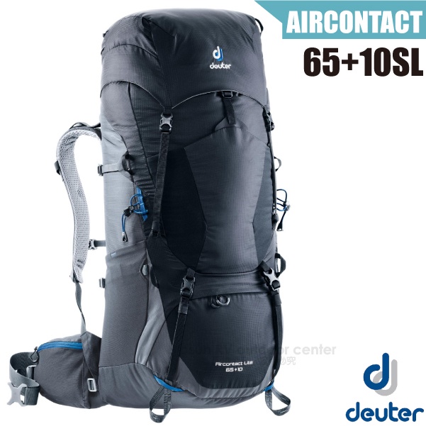 【Deuter】健行登山背包 65+10L Aircontact Lite 自助旅行背包_黑_4340318