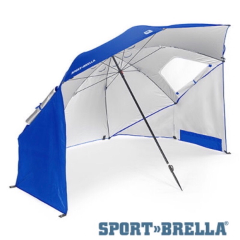 (全新) Sport-Brella UPF50+ 戶外野餐海灘兩用傘(藍色)