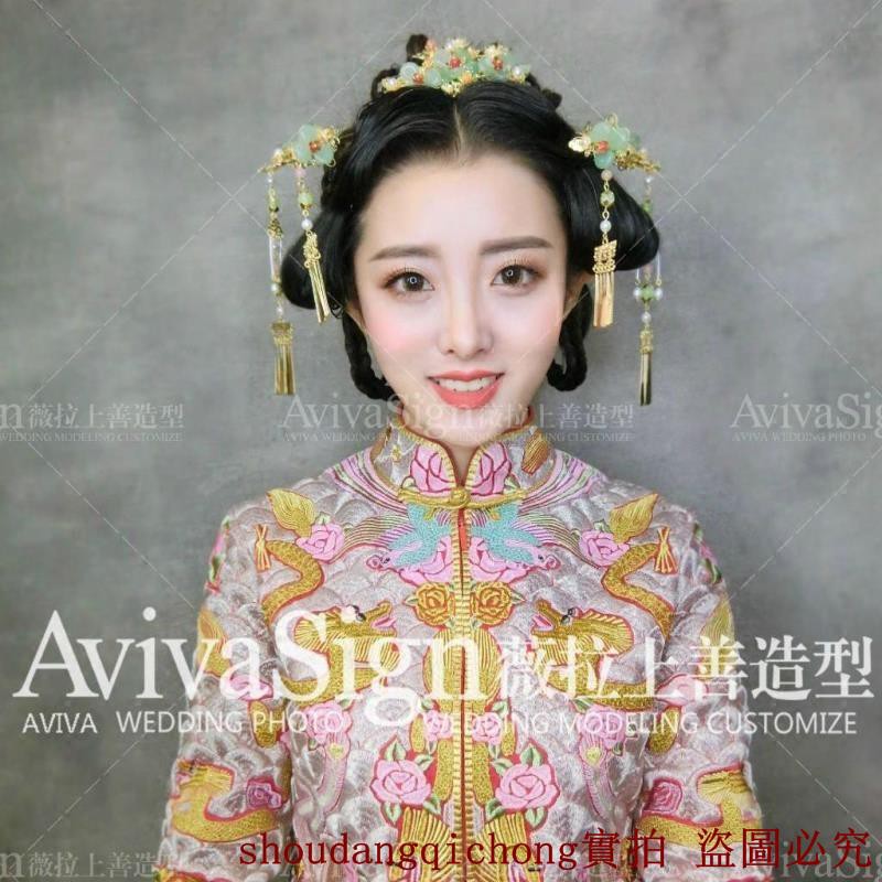 超熱銷 新娘古裝頭飾秀禾服頭飾中式結婚發飾步搖發簪套裝復古造型配飾品 蝦皮購物
