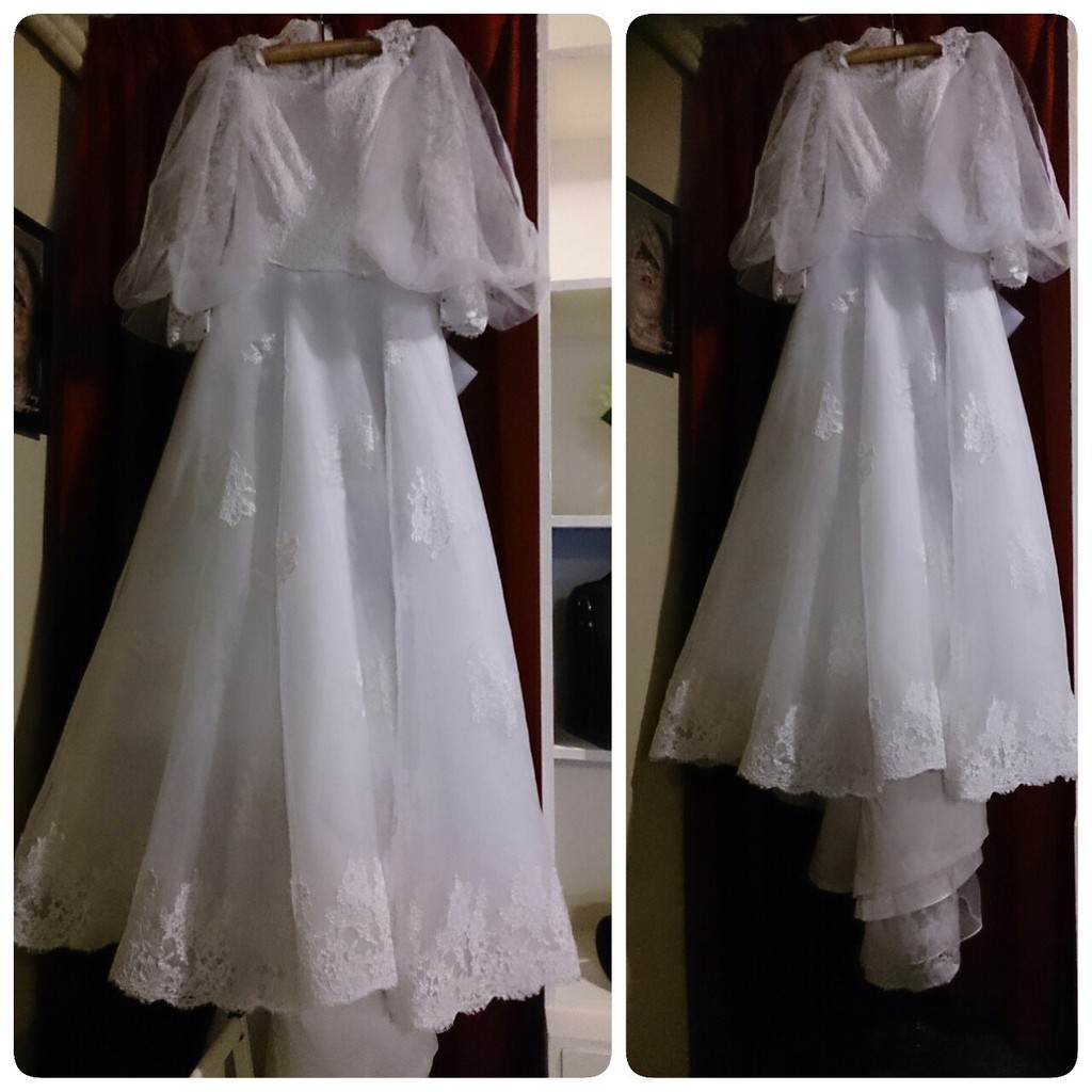 [租借] 復古 蕾絲 澎袖  白色 婚紗 禮服   日本來台